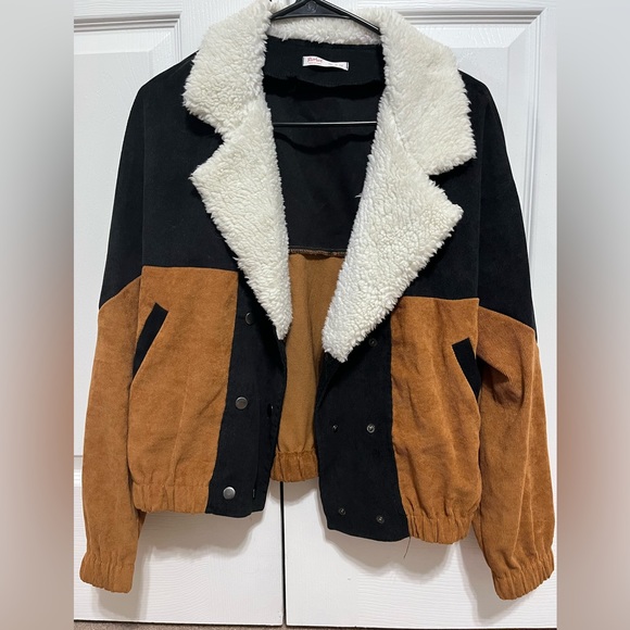 Romwe black and brown jacket, perfect condition size S - Picture 1 of 2